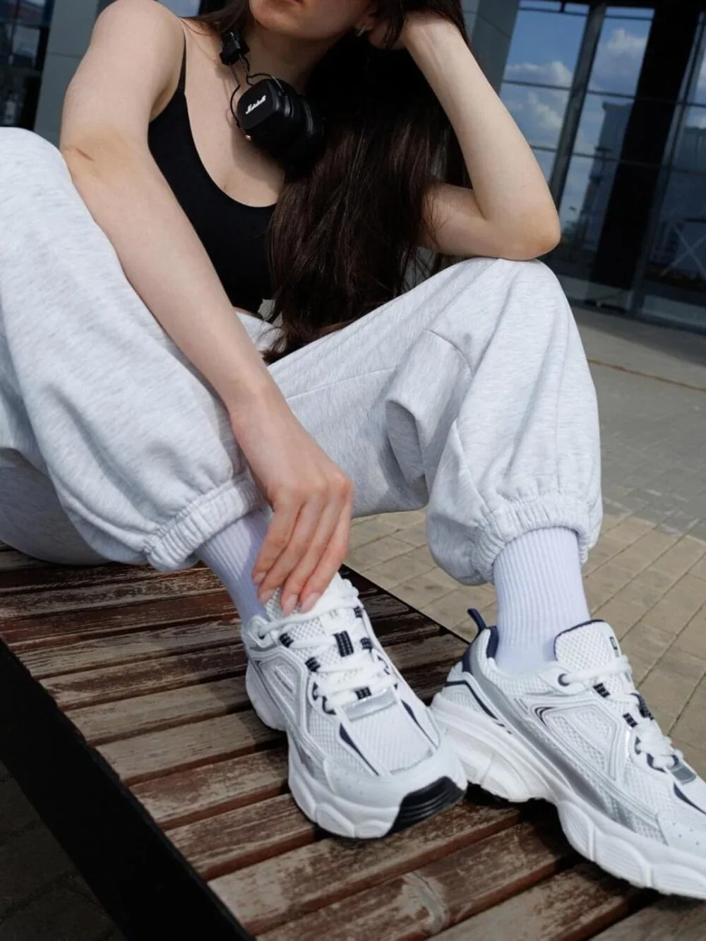 Women's White Chunky Fashion Sneakers Casual Sports Shoes Mesh Athletic